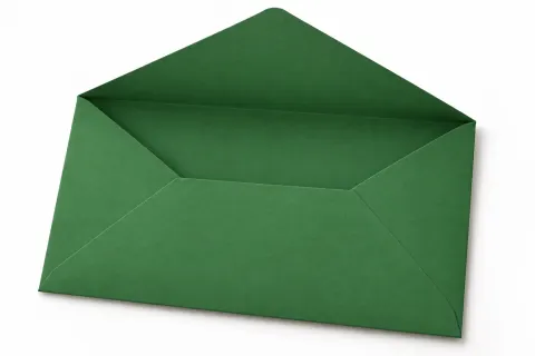 Зелёный бумажный подарочный конверт