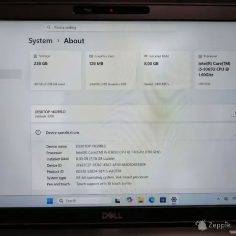 Dell Latitude 5300 i5 8GB 256GB SSD Win11 Pro sülearvuti