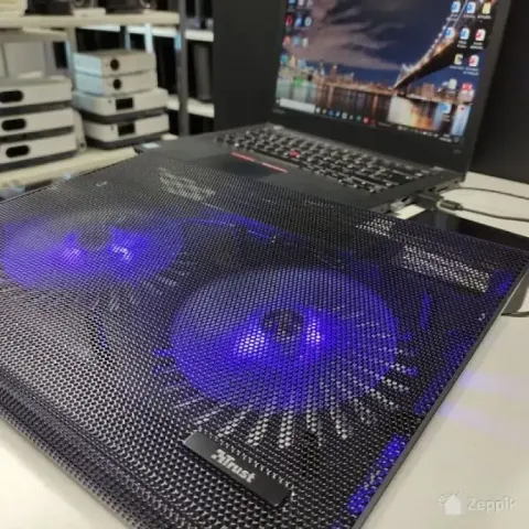 Sülearvuti jahutusalus 2 ventilaatoriga 17.3" USB sinine LED