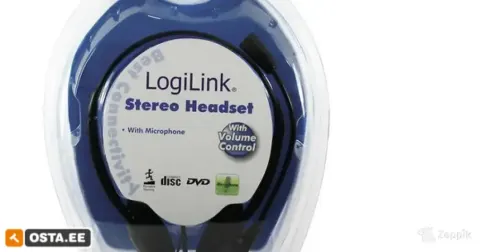 LogiLink juhtmega stereo-peakomplekt mikrofoniga, must