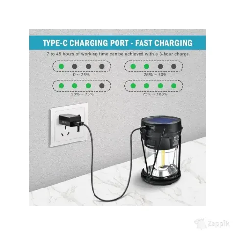 Päikeseenergial töötav matkalatern Eluteng ‎5Mode