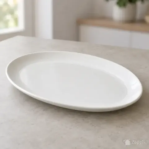 Белое овальное керамическое блюдо 32 × 22 см