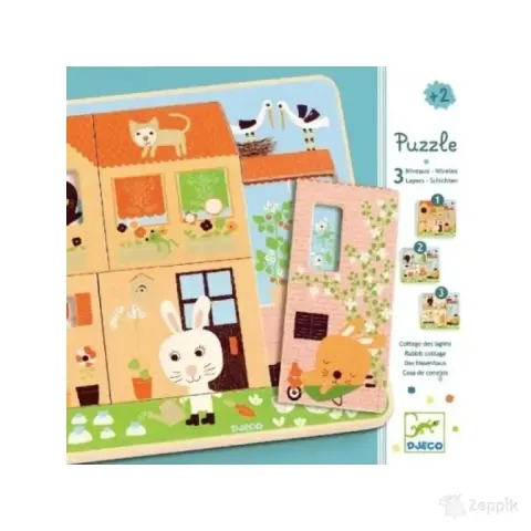 Kolmekihiline puzzle "Jänese kodu"