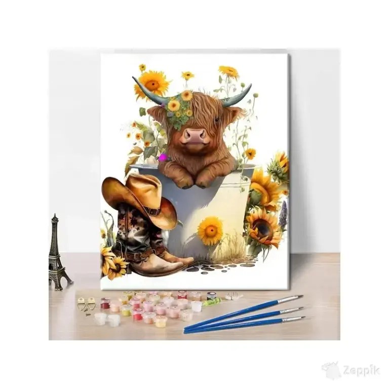 TISHIRON Numbrite järgi maalimine 40x50 cm „Lehm“