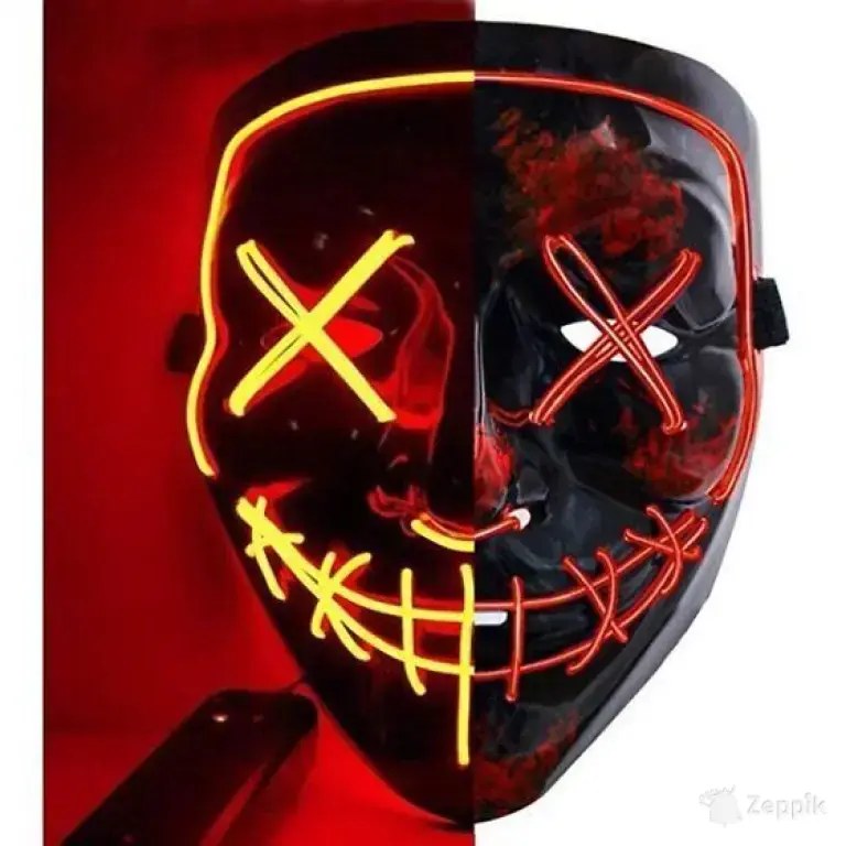 halloween purge mask led 4 valgusreziimiga punased triibud