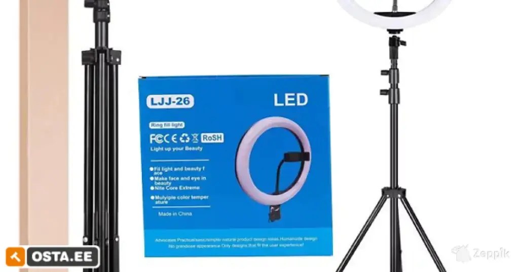 LED rõngaslamp LJJ-26 (26cm) + statiiv / alus komplekt