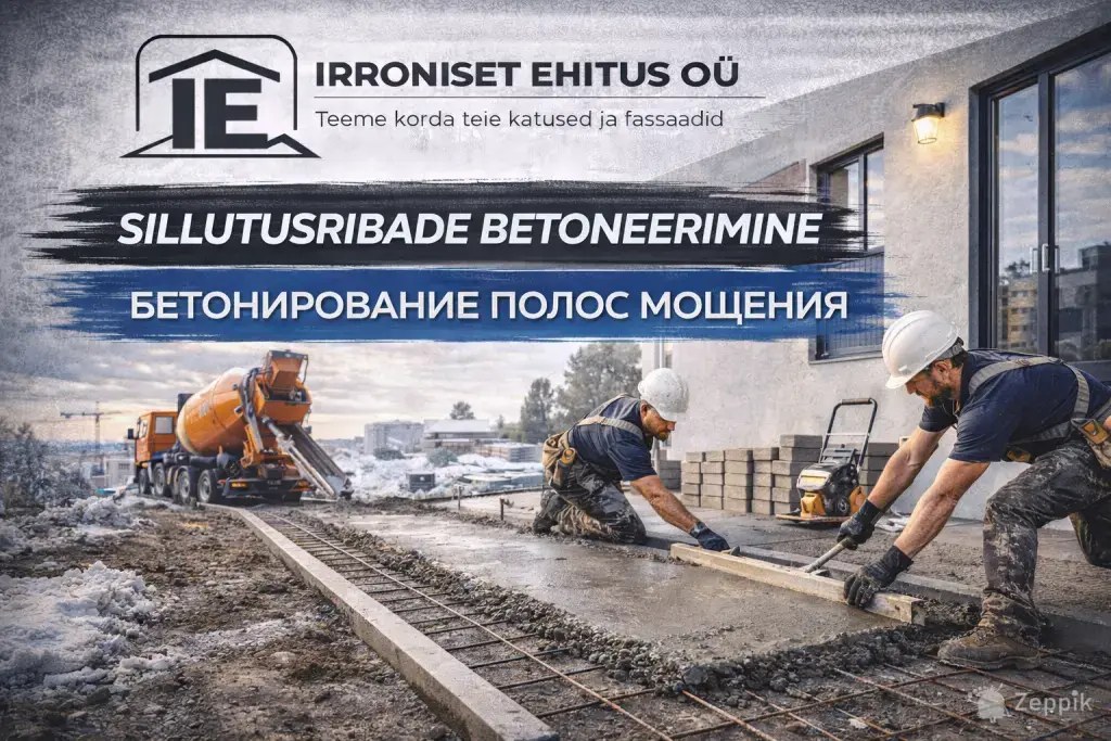 Sillutusribade betoneerimine / Бетонирование полос мощения
