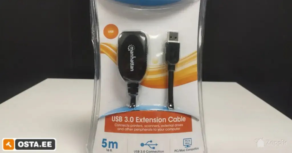 Manhattan USB aktiivpikenduskaabel 16 ft (5 m), USB 2.0
