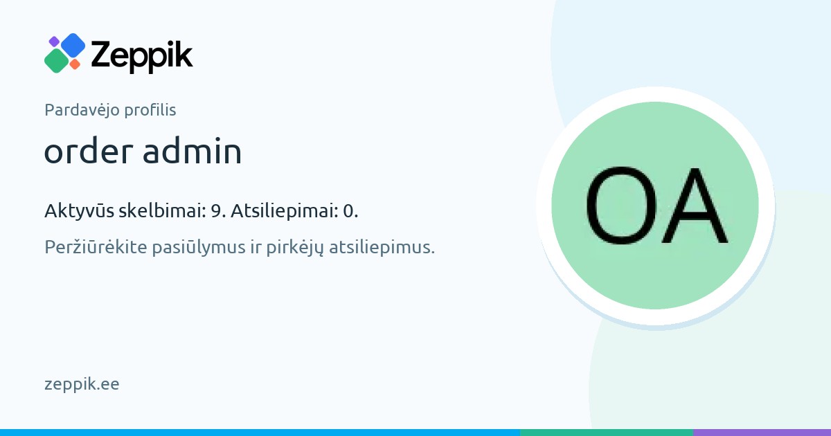 Pardavėjo profilis — order admin