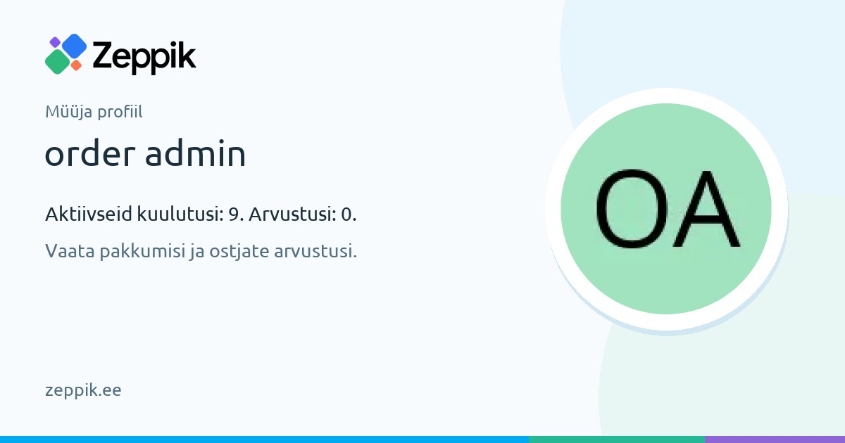 Müüja profiil — order admin